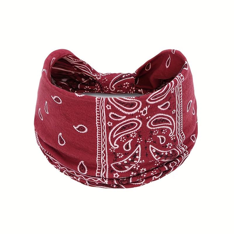 Bohemian-Style Fashion Headband - Women's Knotted, Crossed, Non-Slip Hairband - Printed Elastic Yoga Headband for Yoga, Running, and Daily Wear