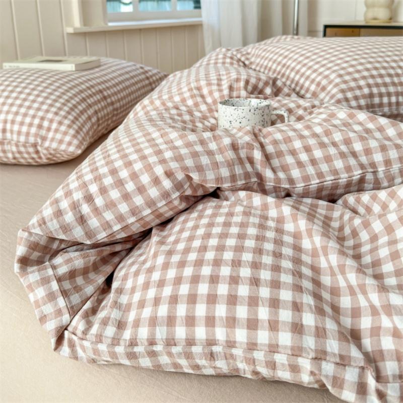 3-Piece Classic Plaid Bedding Set in Blue, Includes Duvet Cover & Pillowcases, Soft Comfortable Bedding for Home Bedroom