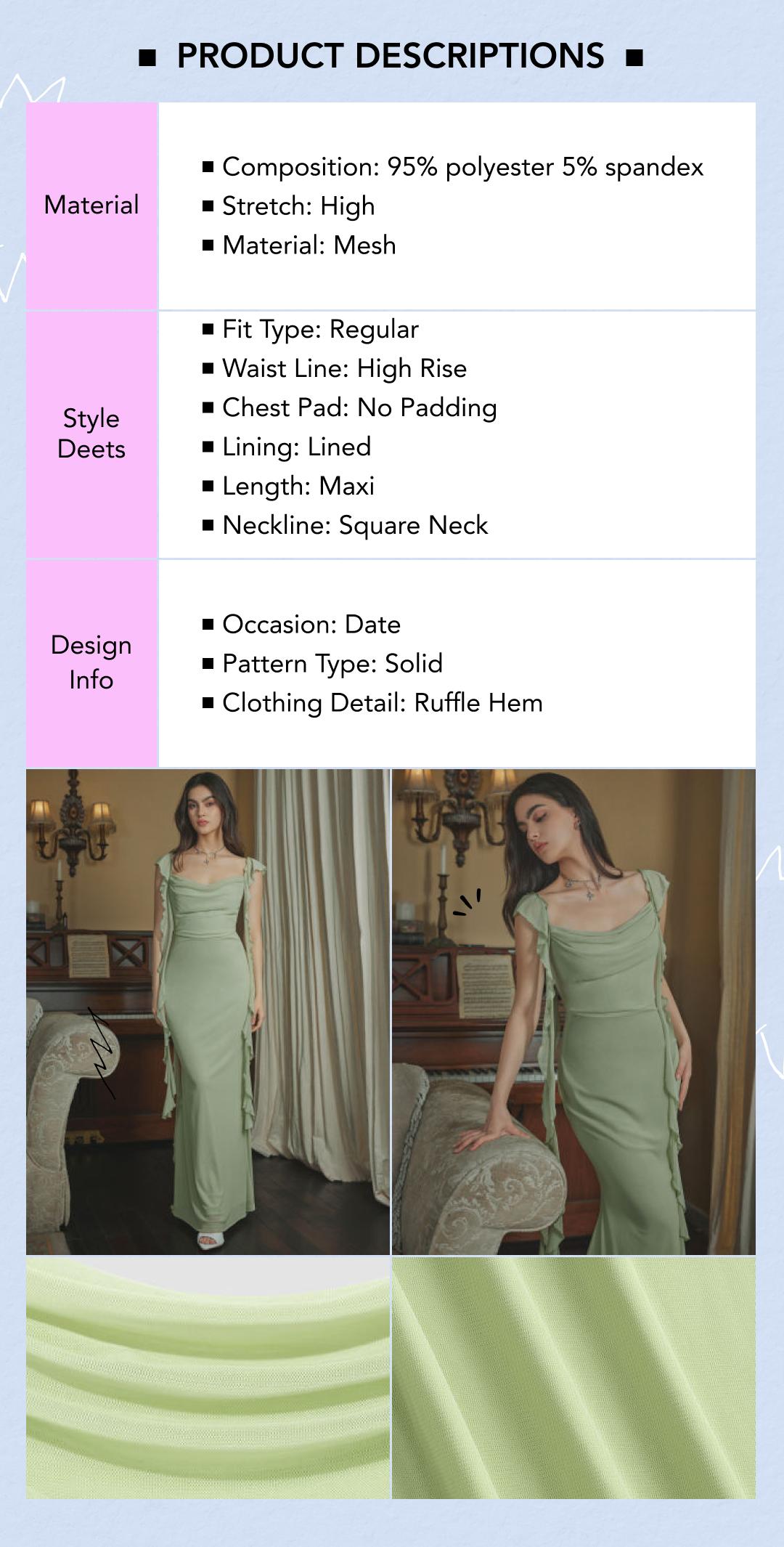 Cider Mesh Ruffle Hem Maxi Dress