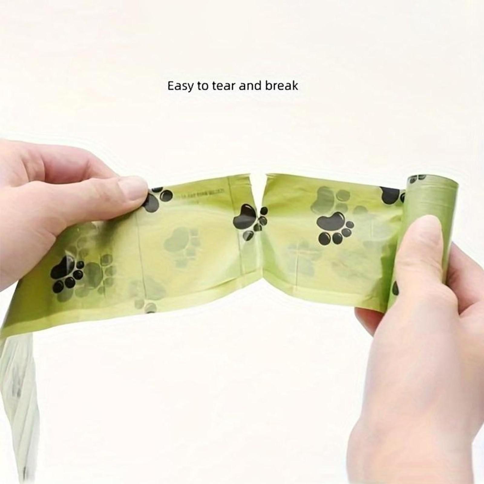 Dog Waste Bag with Paw Print Design, 14 Rolls Leak-proof Poop Bag, Durable Plastic Poop Bags for Pet Cleanup & Outdoor Use, Stretchable Litter Scooper