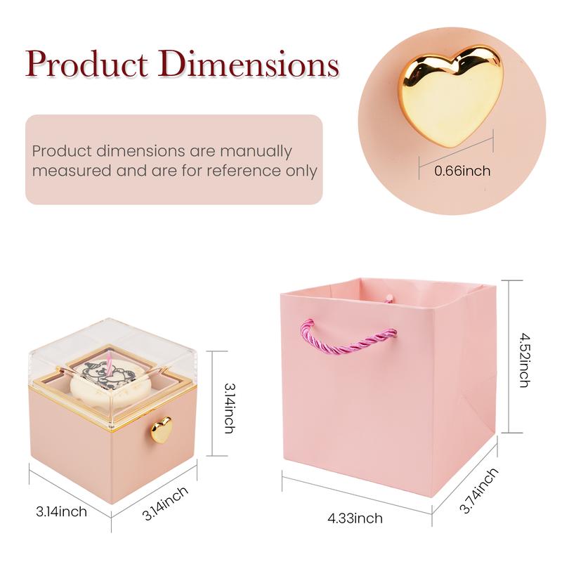 【With Ring】Mountova Red Rose Box with Automatic Flip Jewelry Holder White Ring,Pink Cake Surprise Set for Girlfriend Mom Anniversary Present Ideal for Special Occasions