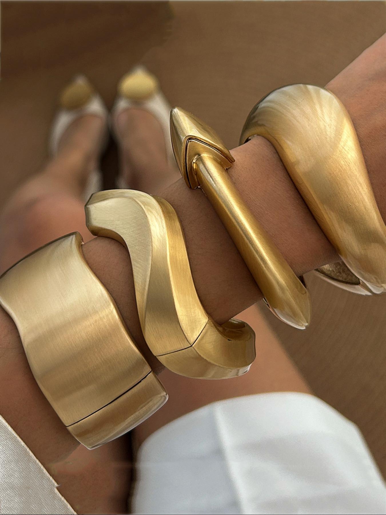 Women's Punk Style Irregular Design Cuff Bangle Bracelet, Fashion Jewelry for Party, Daily Clothing Decor, Trendy All-match & Exquisite Jewelry for Birthday Gift, Vintage Jewellery