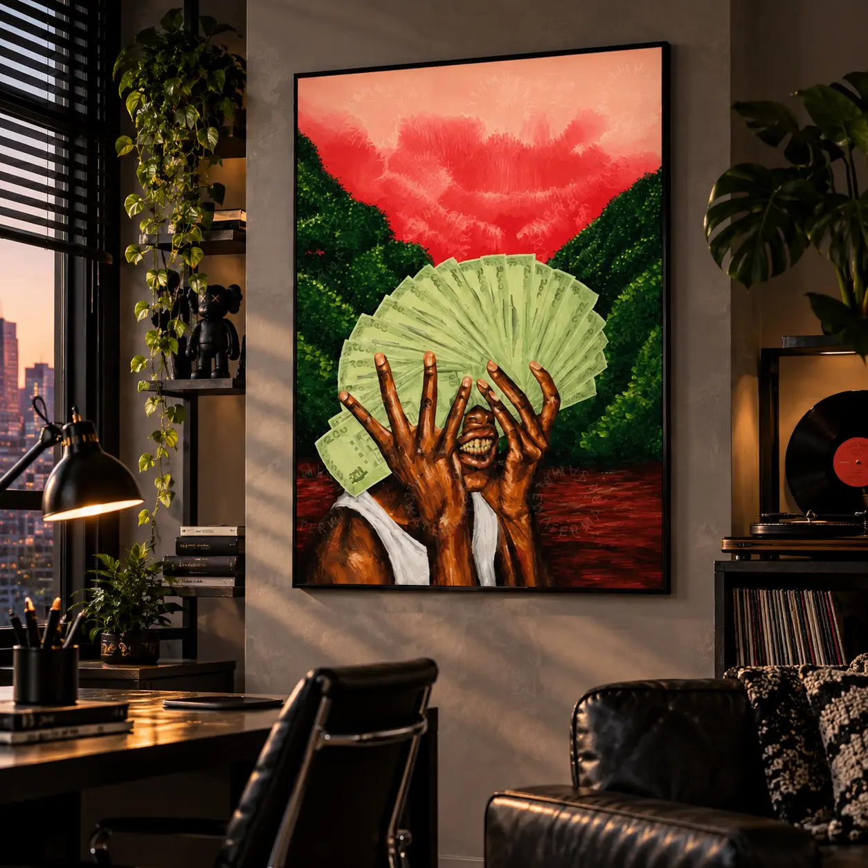 Colorful Money Portrait Wall Art Canvas Print, Modern Figurative Graphic Poster, Trendy Aesthetic Decor for Bedroom Living Room Office Teen Room