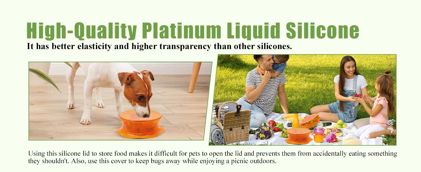 CuLiDing Kitchen Food Storage Silicone Lids - Reusable Flexible Bowl Lids for Cups or Square Containers, Fridge and Microwave Safe, Mixed Sizes, 6PCS