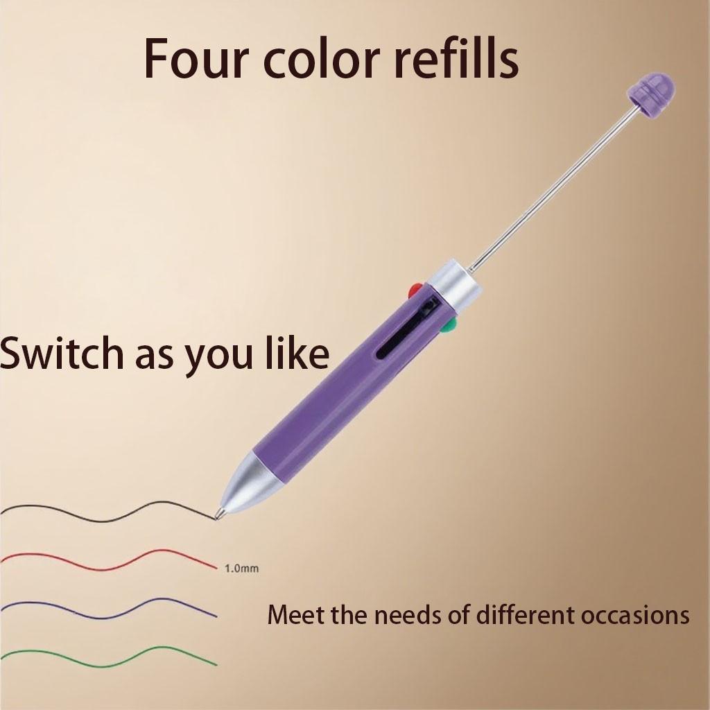 Mini Four-Color Beaded Pens, Multiple Colors Round Atom Pens, Internal Four Different Color Pencils, DIY Your Style