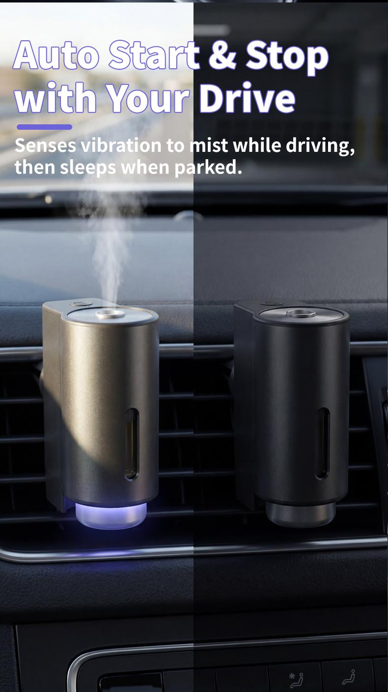 Smart Car Fragrance Diffuser, Air Purifier for Cars, Essential Oil Diffuser, Air Freshener, Includes 3 Bottles, Perfect Gift for Holidays and Birthdays