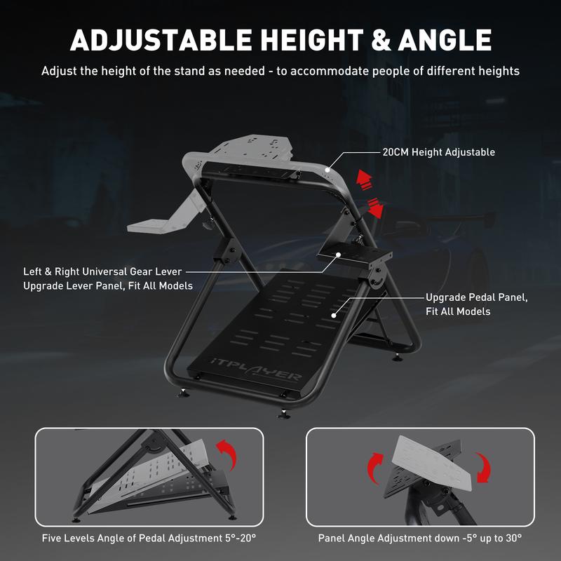 Comhoma Racing Simulator, Racing Wheel Bracket, Cockpit Wheel Bracket, Steering Gear and Shift Lever Bracket, suitable for Logitech G25, G27, G29, G920, G923 and Tesoton T330TS gaming brackets, Wheel Pedal, does not include the steering wheel itself.