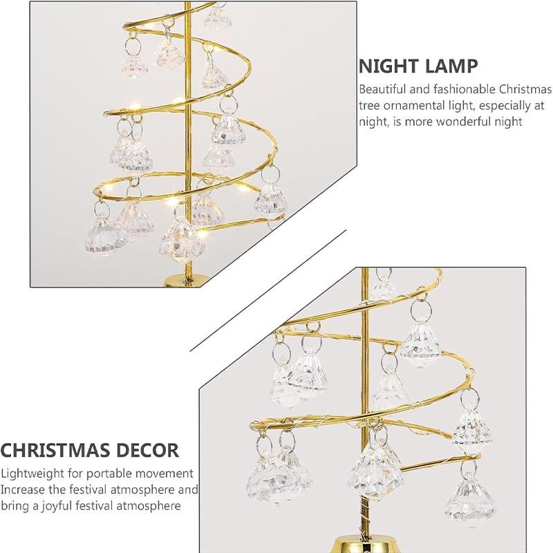 1 piece of luminous Christmas decoration lights, crystal decoration desktop decoration lights, Christmas desktop Christmas tree decoration acrylic iron Christmas tree lights, acrylic gold LED night light, acrylic ornament, for decoration, Led Star Light