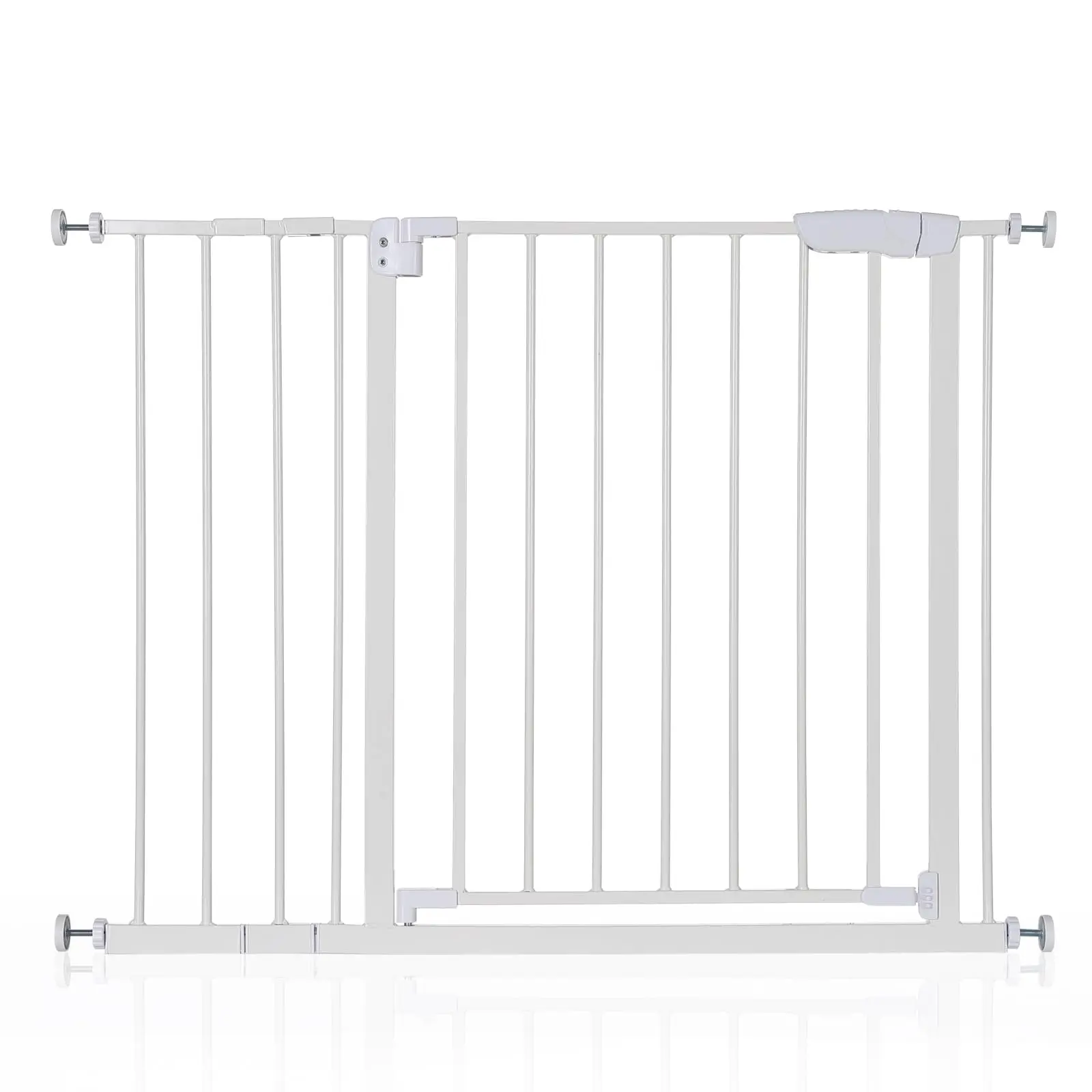 Auto-Close Baby and Pet Safety Gate - Adjustable 30-41 Inch Wide Pressure Mount Barrier - Double Lock, Drill-Free, for Doors, Stairs & Hallways, Standard (Black/White)