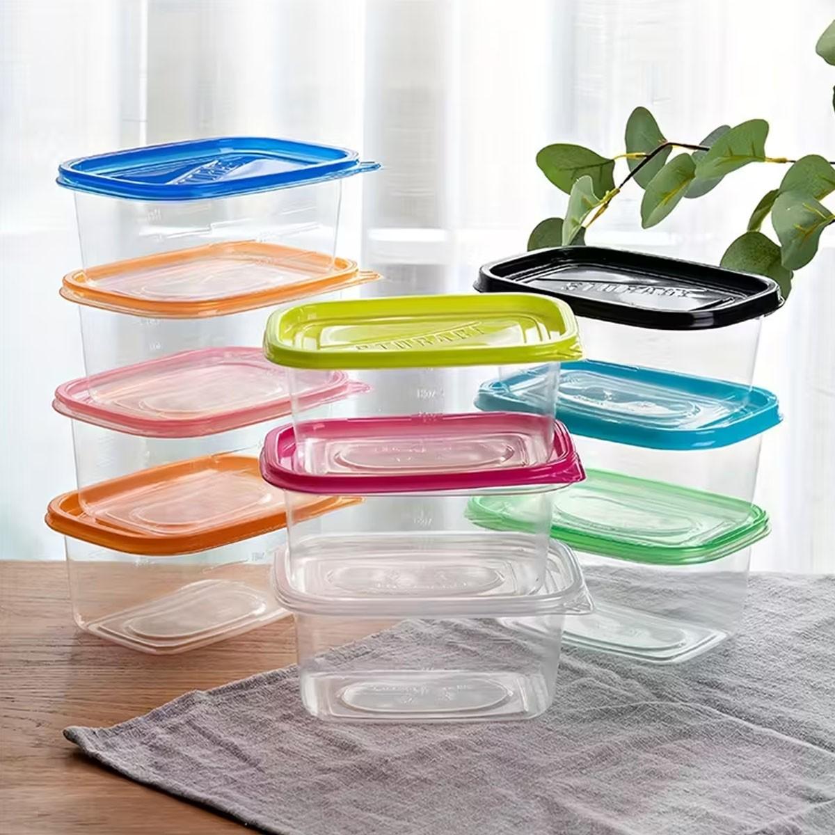 6/12pc Rectangular Food Storage Boxes, Food Storage Set, PP Material, Lids Included, Stackable, Leak-Proof, Reusable, Microwave & Dishwasher Safe