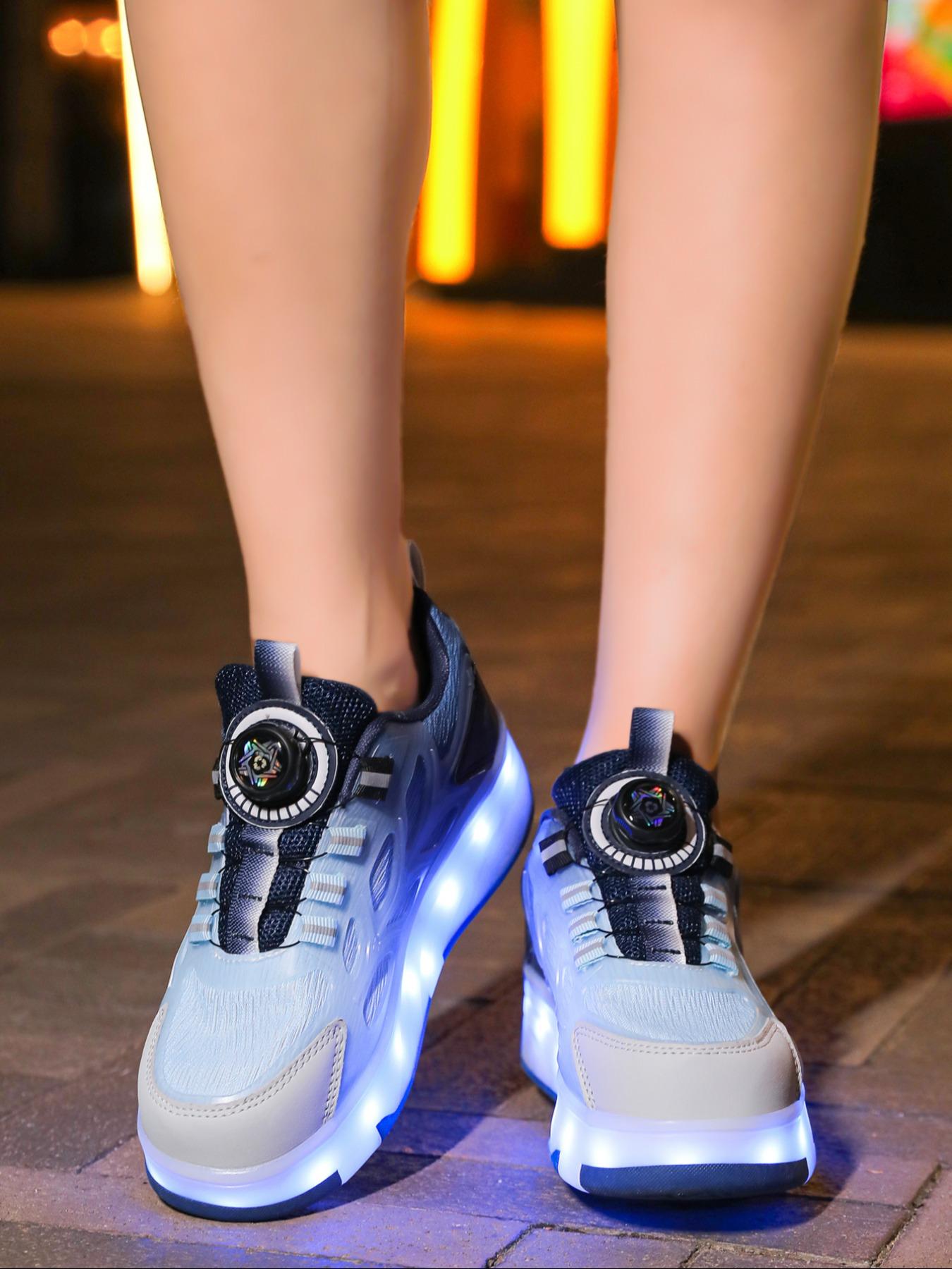 Boys Four-Wheel Roller Skates, New Wheel Shoes, Adjustable Rotating Buckle, Breathable Lightweight Durable Dual Wheels, Shoes With Wheels