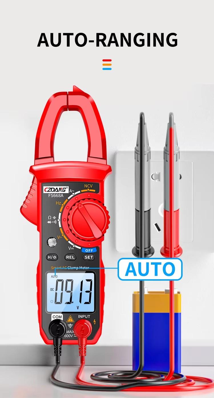 Clamp Meter Multimeter Dcv Acv Aca Ohm Capacitance Hz Diode Continuity Test, Digital Clamp Tester with Ncv Detection