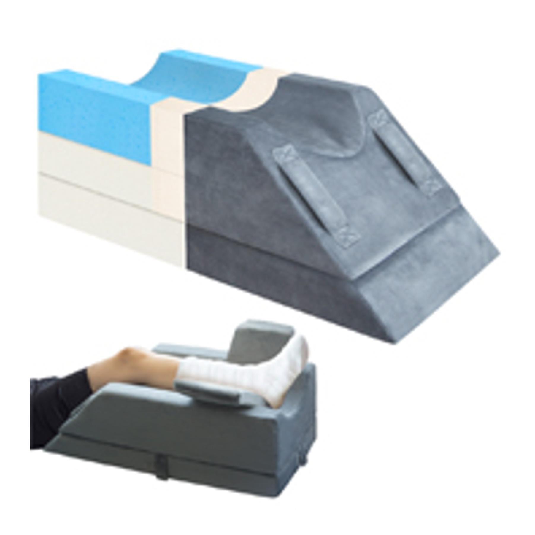 4-Height Adjustable Leg Elevation Pillows for After Surgery, Injuries, or Rest, Memory Foam Leg Pillows for Sleeping with 3 Handles and Insert Pad, Washable Velvet Cover