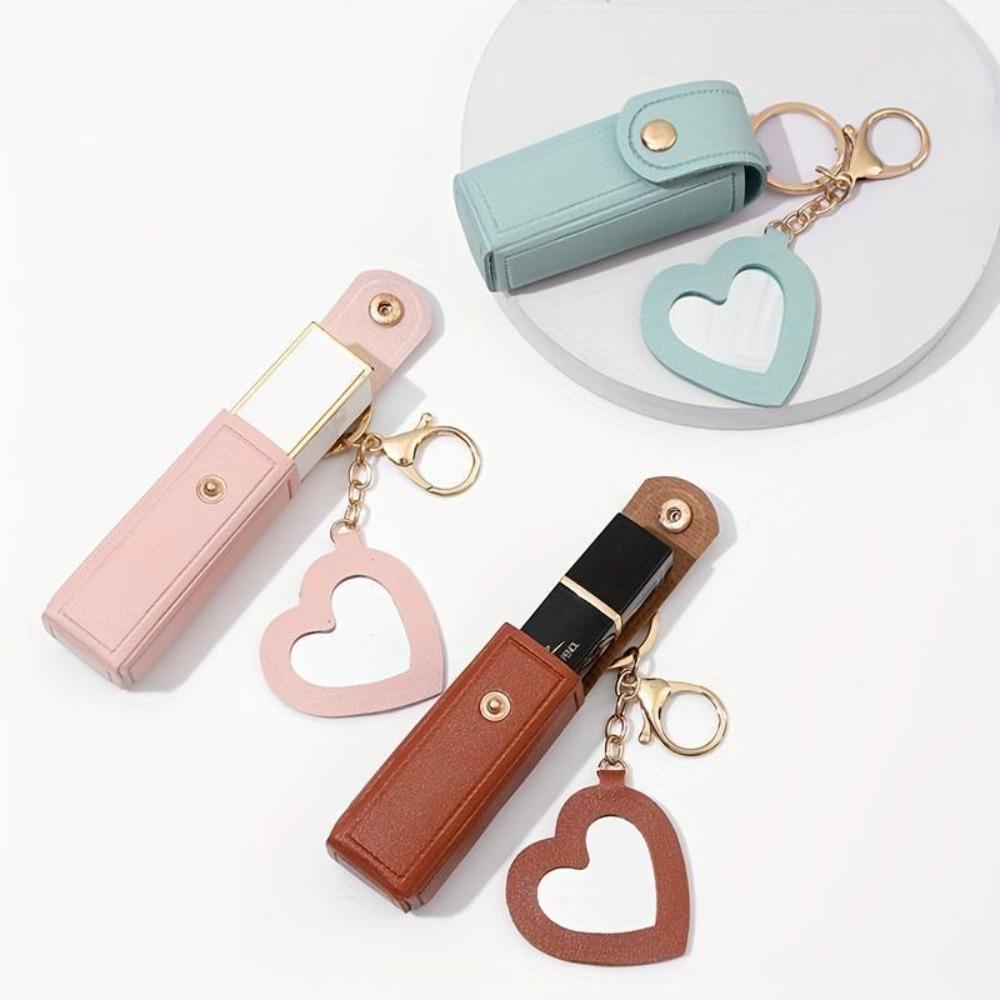 Mini Makeup Bag with Small Mirror, Portable Lipstick Case, Cute Keychain Pendant, Travel Cosmetic Pouch for Girls On-the-Go
