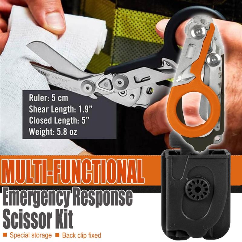 Portable Folding Scissors with Sheath (2 Counts/set), Multifunctional Stainless Steel Scissors, Outdoor Camping Tool, EDC Tool, Cutting Supplies