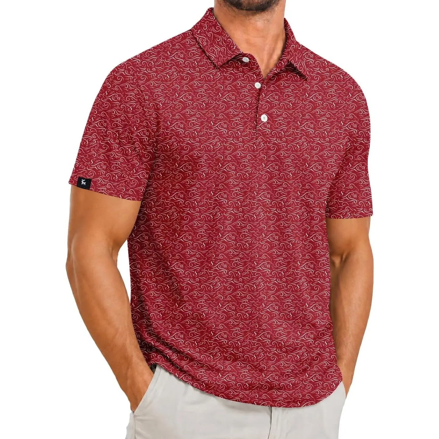Men's Printed Polo Shirts Short Sleeve Moisture Wicking Golf Tennis Casual Collared T-ShirtGift