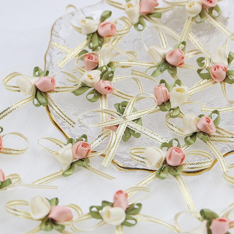 20 Pcs Rose Flower Bows 4.5cm, Mixed Colors, DIY Craft & Gift Wrapping, Wedding, Holiday, Birthday Party, Home Decor