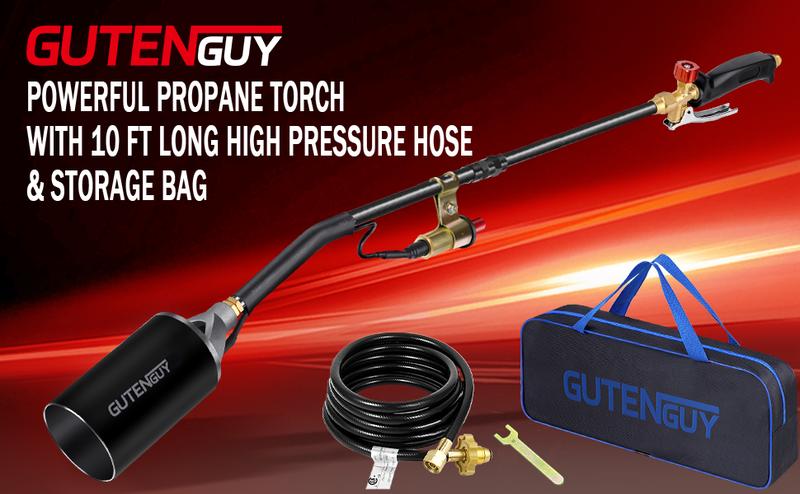 Portable Propane Torch Burner with Storage Bag, High Output BTU Blow Torch with 10FT Hose, Flame Weeder with Igniter for Garden Roofing Springtok Outdoor