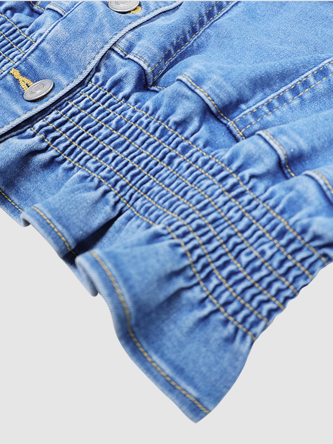 Women's Denim Jacket, Casual Short Sleeve Collared Outerwear for Summer, Fashion Women's Clothes for Daily Wear