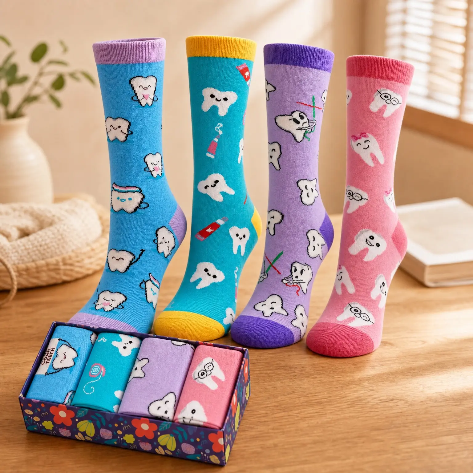 Fun Tooth Pattern Nursing Socks - Gifts for Nurses, Dental Assistants, Dentists & HygienistsGift