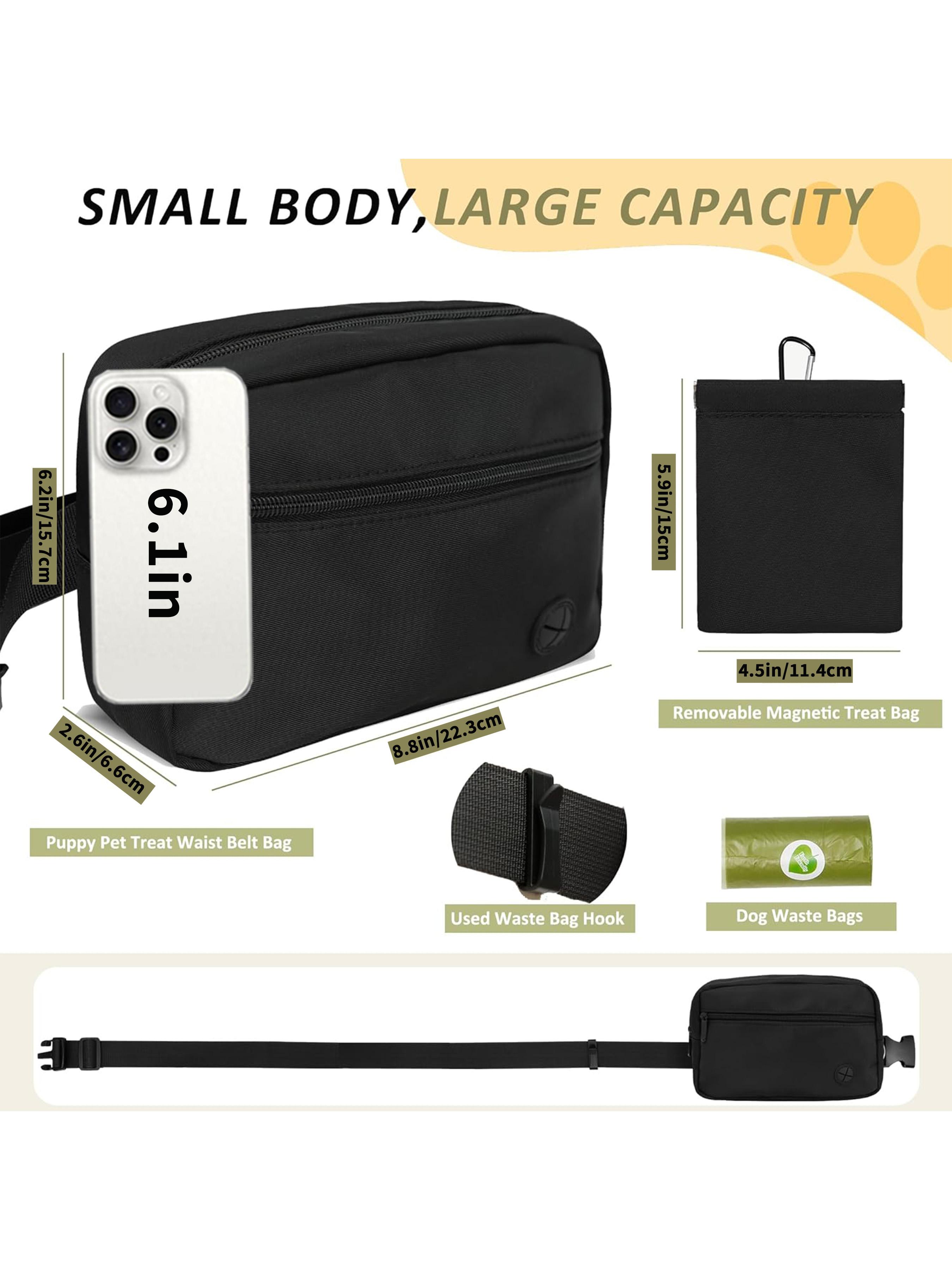 Dog Treat Pouch, Pet Training Treat Bag, Dog Walking Fanny Pack with Carabiner, Built-in Poop Bag Dispenser & Reuse Dog Poop Holder, Puppy Pet Treat Waist Belt