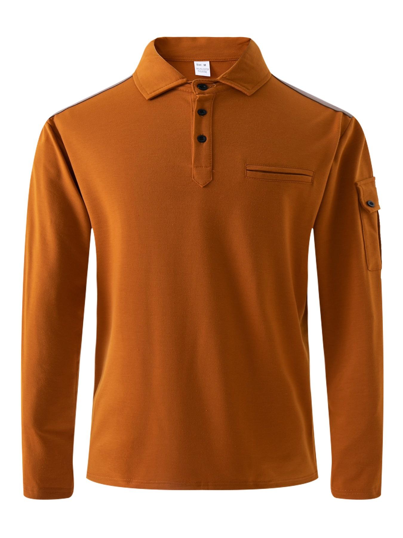 Outdoor Sports Muscle Tee Long Sleeve, Arm Pockets Shoulder Patch Design, Men's Athletic Top, Comfortable and Stylish Clothing