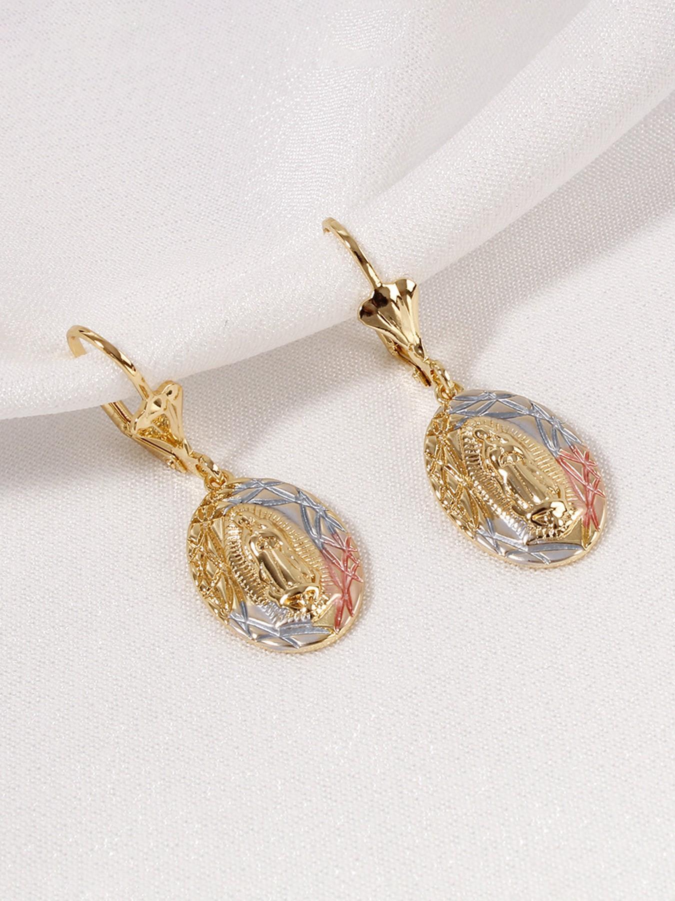 Vintage Design Virgin Mary Metal Earrings, Casual Creative Unisex Daily Wear Prayer Earrings, Versatile Fashion Accessory