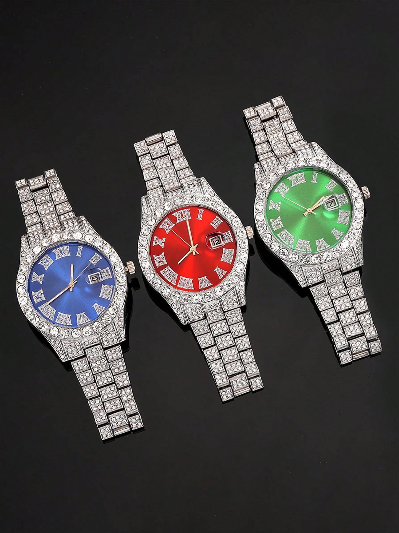 Luxury Punk Watch Set with Necklace Bracelet Cross Pendant, Analog Quartz Movement, Adjustable Strap, Unisex Gift Box for All Seasons, Fashionable Jewelry Set