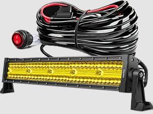 Nilight Amber Led Light Bar 22Inch 480W Triple Row Flood Spot Combo Waterproof Off Road Driving Lighting with Off-Road Wiring Harness for Boat Trucks Pickup SUV ATV UTV  Car Accessories Vehicle  dealsforyoudays
