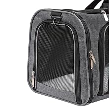 Soft-Sided Cat/Dog/Pet Carrier, Collapsible Pets Travel Carriers for Big Cats/Small Dogs with Shoulder Strap & Removable Mat, Mesh Puppy Carry Bag, Up to 16 Lbs