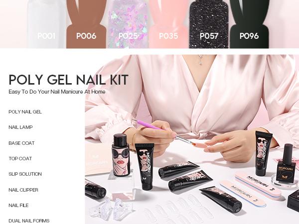 Morovan Poly Gel Nail Kit Starter Kit: 6 Colors Poly Nail Gel Kit with U V Lamp Best Valentine Gift For Her Complete Nail Extension Poly Gel Kit for Beginners Morovan Poly Gel Nail Kit Starter Kit: 6 Colors Poly Nail Gel Kit with U V Lamp Best Valentine Gift For Her Complete Nail Extension Poly Gel Kit for Beginners