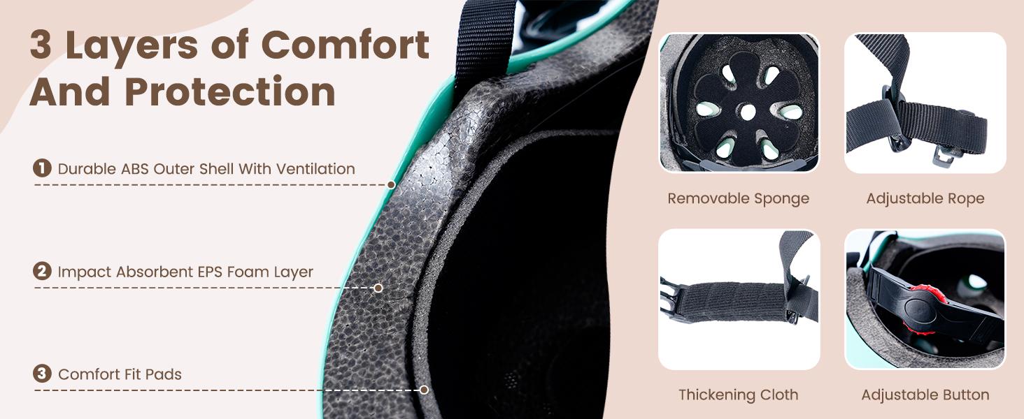 MOONCOOL Bike Helmets Protection Gear Set for 3~14 Years, Bicycle Helmet Knee Pads Elbow Pads Wrist Guards, Adjustable Helmet, Bicycle Scooter Roller Skate Expandable Luggage Lightweight Durable Luggage