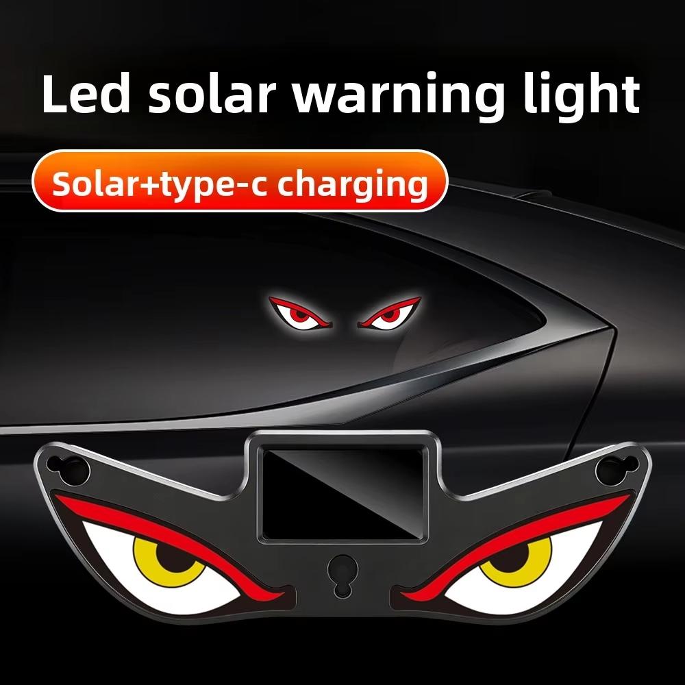Car-mounted solar monster eye LED warning light triangle window wireless decoration rear window ambient light premium feel Car Interior Accessory