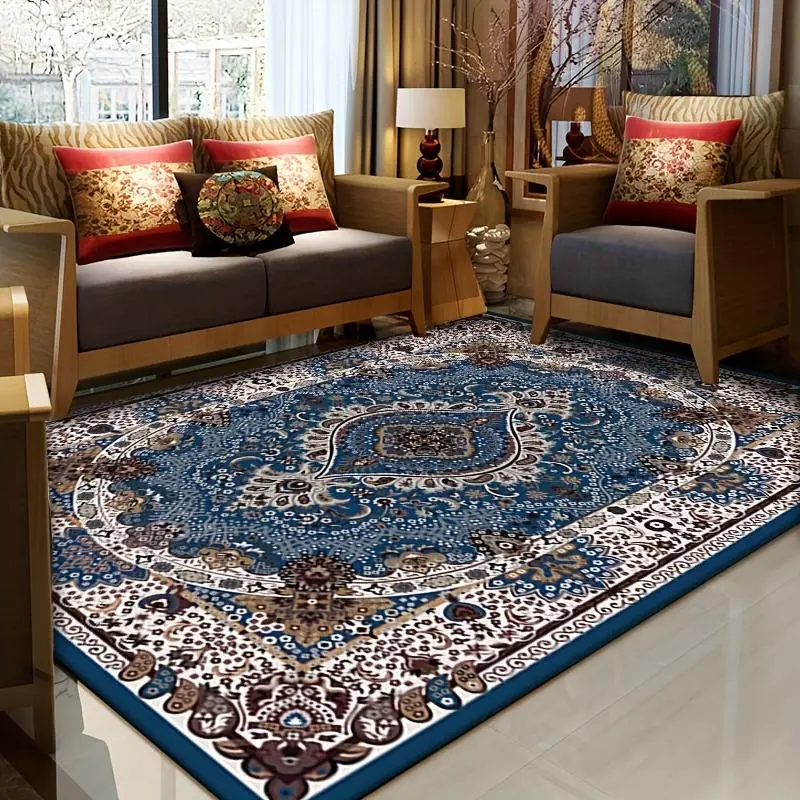 Retro Persian Carpet Bohemian Living Room Area Rug Ethnic Style Carpet Water Absorbent Homestay Hotel Non-Shedding Living Room Bedroom Accent Rug Cute Aesthetic Stuff Home Decor Room Decor