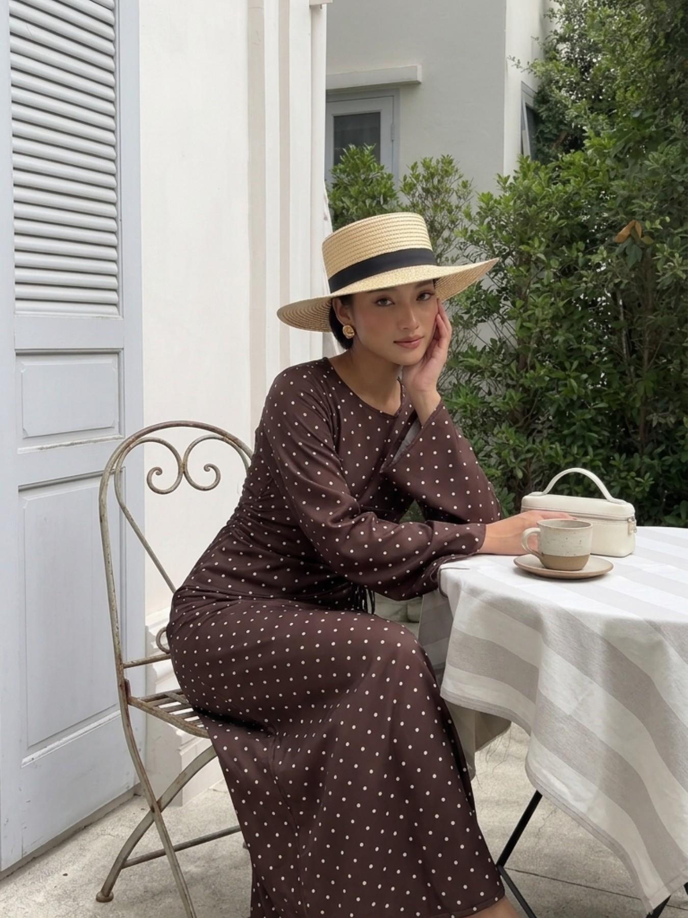 Elegant Casual Drawstring Polka Dot Long Sleeves Abaya Long Dress, Perfect for Parties, Holidays, Ramadan, Valentine's Day, Dates, Various