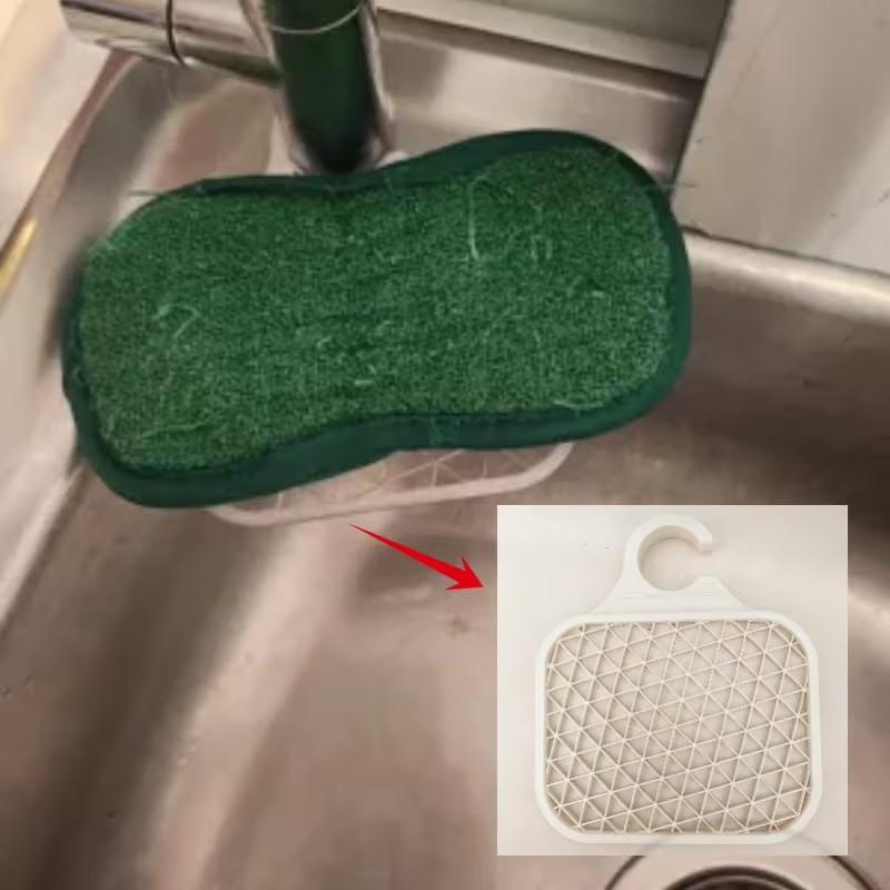 Sink Organizer Drain Rack - Multi-functional Plastic Storage Rack, Fits 28MM Faucet, Holds Sponges, Soap Brushes and Dish Cloths, Easy to Clean, Kitchen Accessory