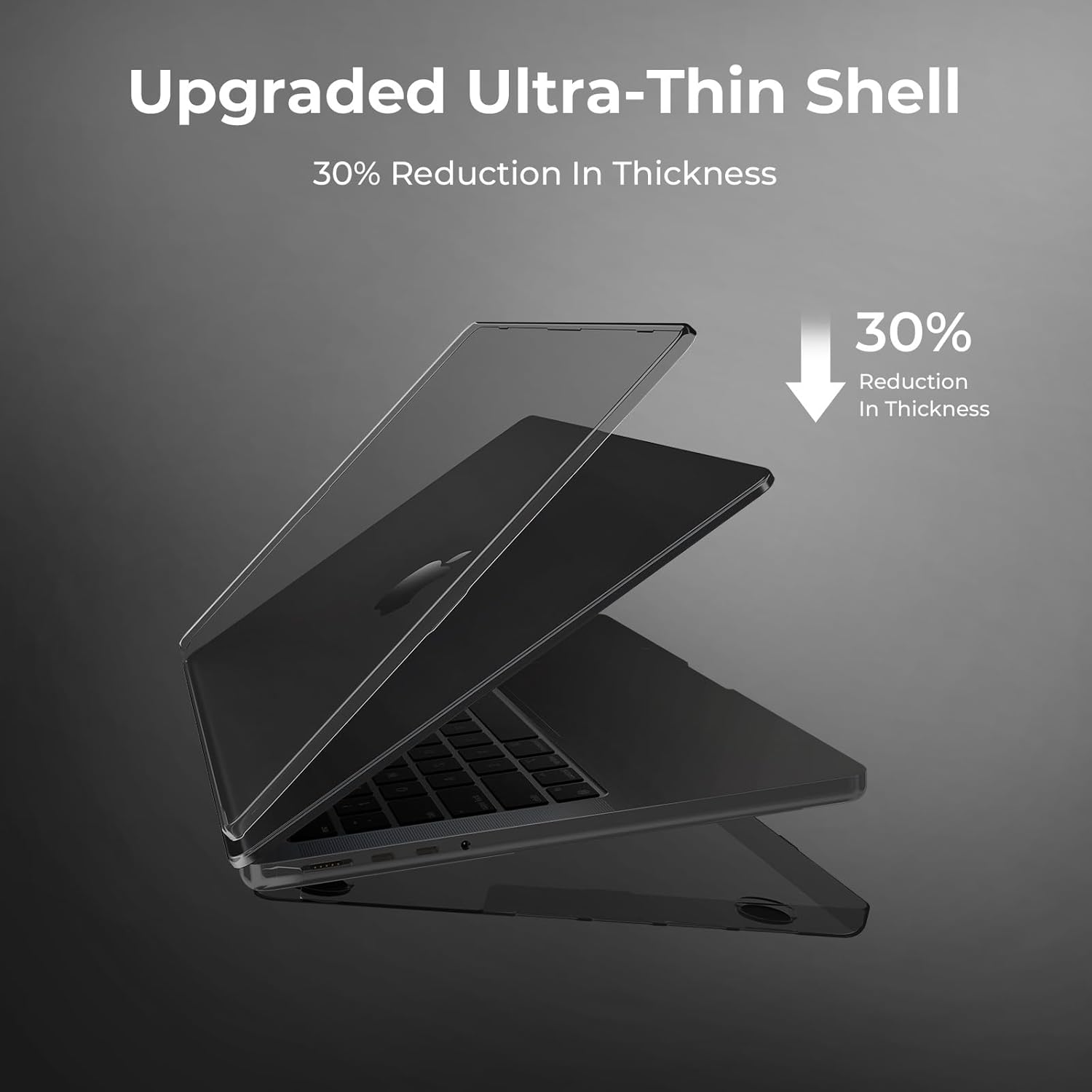 Fashion Anti-Scratch Hard Shell Case for Macbook Pro & Air, Transparent Tsa Standard Design, Durable Protection, Non-Slip Feet, Lightweight Plastic