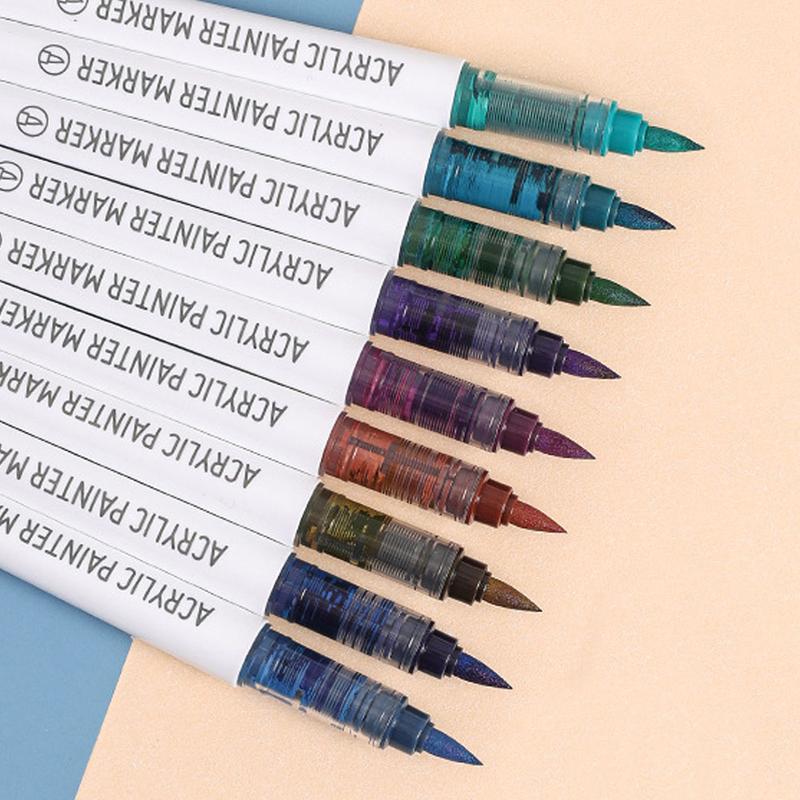 Gradient Color Marker Pen, 9 Counts/set Liquid Acrylic Marker Pen, Student Colored Graffiti Painting Coloring Pen, Art Supplies