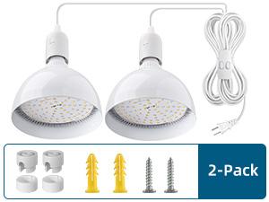 Barrina LED Hanging Grow Light Bulb, 50W (2 x 25W) Full Spectrum, with 16.4FT Power Cord, 2-Head
