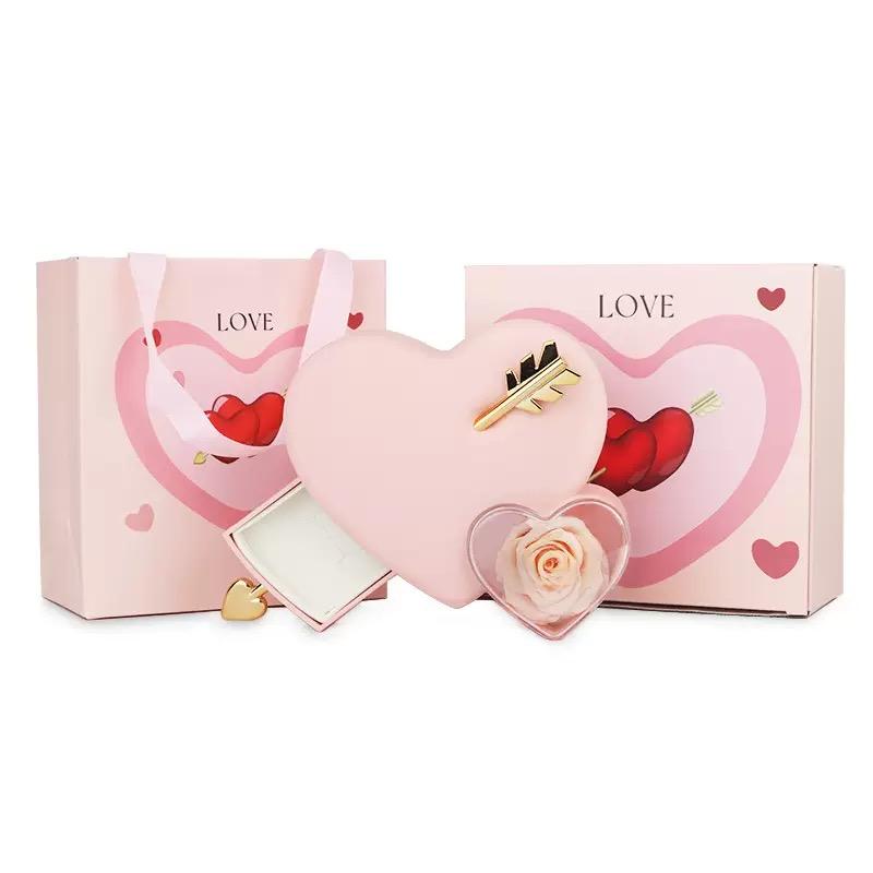 1PC Heart-Shaped Preserved Rose Jewelry Gift Box, Forever Rose with Jewelry Organizer, Perfect for Proposal, Wedding Favor, Bridal Gift, Mother’s Day Surprise, Back to School Gift for Girlfriend, Romantic Valentine’s Day Christmas Present
