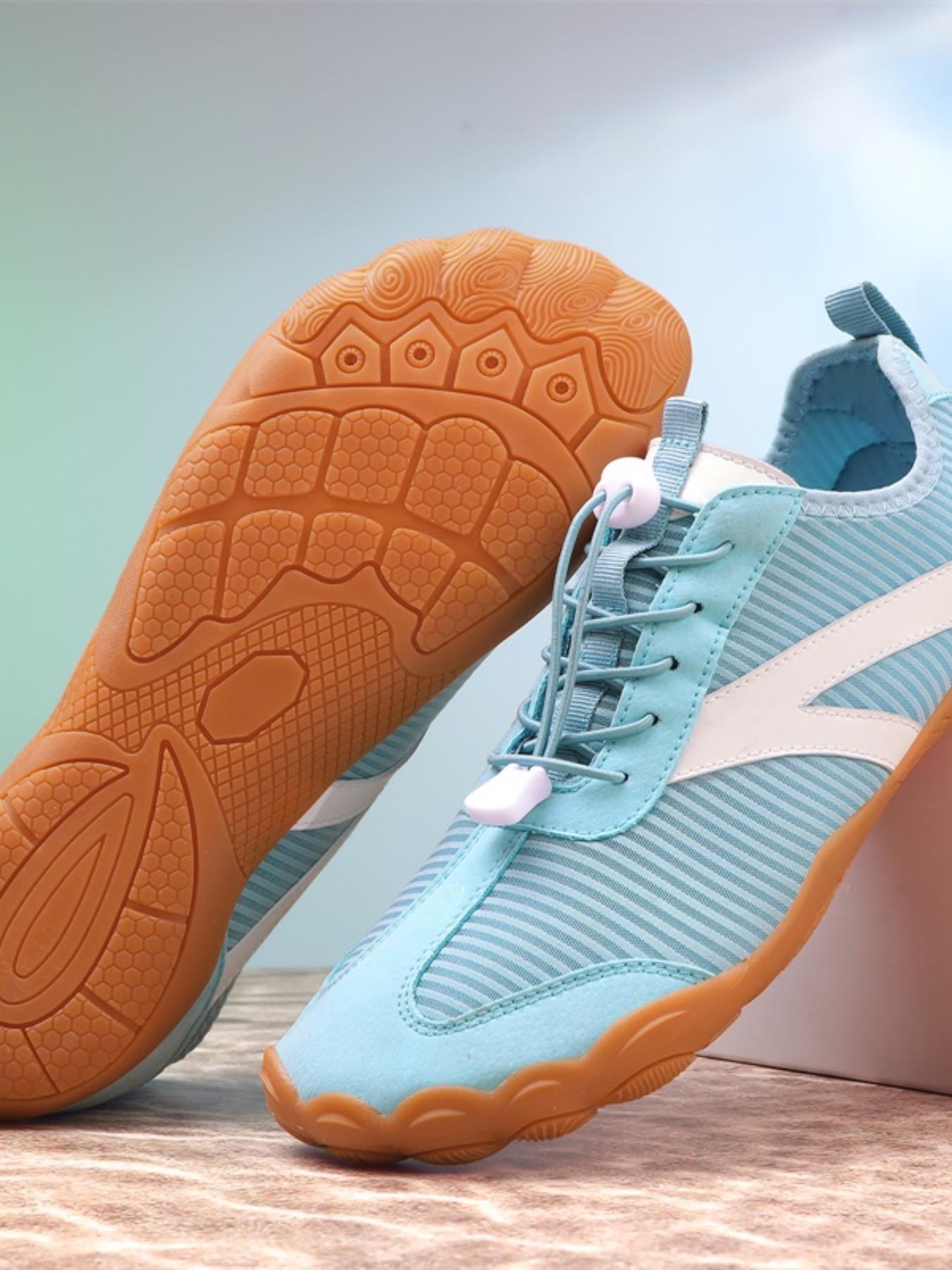 Couple Five-Finger Yoga Shoes, Casual Indoor Fitness Sneakers, Mesh Fabric, Rubber Sole, Wide Fit, Solid Color, China Made