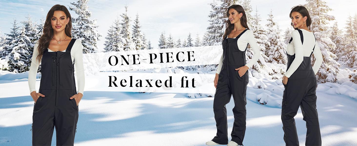 Imily Bela Women's Insulated Waterproof Snow Bibs, Lightweight Polyester Ski Pants for Winter Outdoor Activities, Zipper, Straps, Shell, Essential, Elastic, Camping, Rock Climbing, Snowboarding, Skiing, Gaiter Boot Seal, Zipper Vent, Polyester Shell