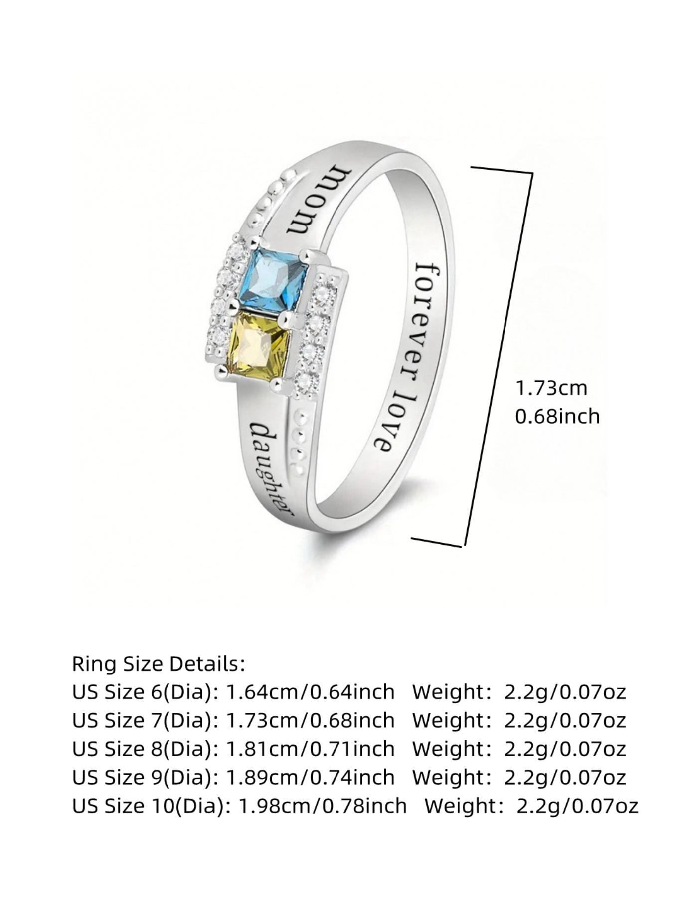 S925 Sterling Silver Ring, Fashionable Mom Daughter Engraved Lettering Jewelry, Casual Style Engagement Ring Exquisite Birthday Anniversary Gifts（with Box）, Mother Daughter Ring, Forever Love Ring