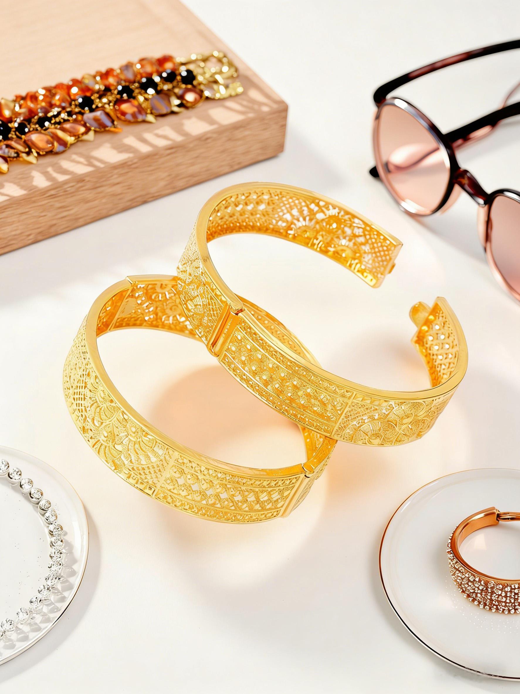 2pcs Elegant Vintage Copper Cuff Double Layered Bracelets for Women, Luxury Open Floral Design, Perfect for Daily Wear and Gifts, Batch 39dy