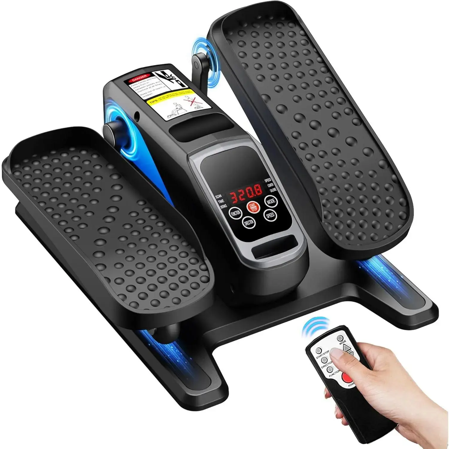 Under Desk Elliptical Machine - Electric Leg Exercise Trainer with Remote Control, LCD Display, 12 Manual & 3 Automatic Speeds, Compact Floating Pedals, Portable Seated Pedal Fitness Equipment for Seniors, Home Exercise Equipment, Black