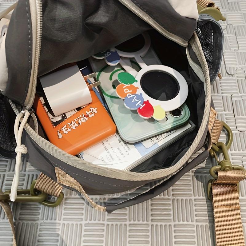 Color-Block Travel Backpack, Women's Multi-Functional Multi-Pocket Drawstring Bag, Unisex Luggage for Middle School Students, Draw String Bag