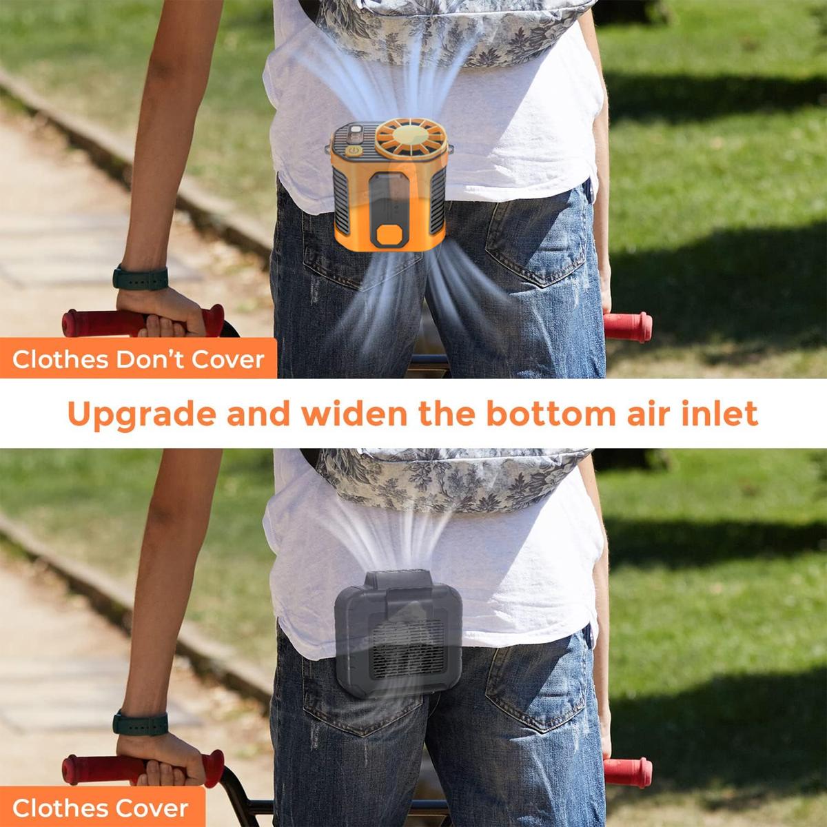PADOX Personal Waist Portable Rechargeable Fan, 5000mAh Battery Power bank, 10 Speeds 5300RPM Airflow, LED Light, Wearable Belt Fan for Outdoor, Jobsite, Farms, Traveling, Fishing #SummerWins #DealsForYouDays
