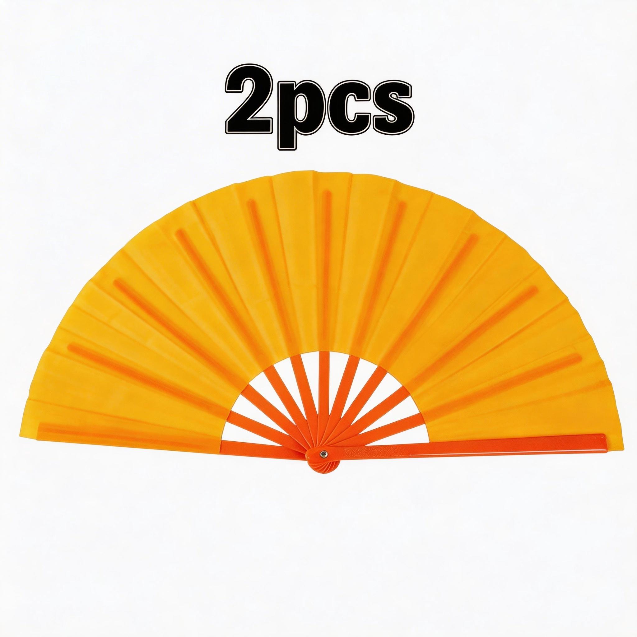 2 Pcs Colorful Kung Fu Sound Fans, 10 Inch Chinese Dance Plastic Fan, Martial Arts Performance Tai Chi Dual-Sided Folding Fan