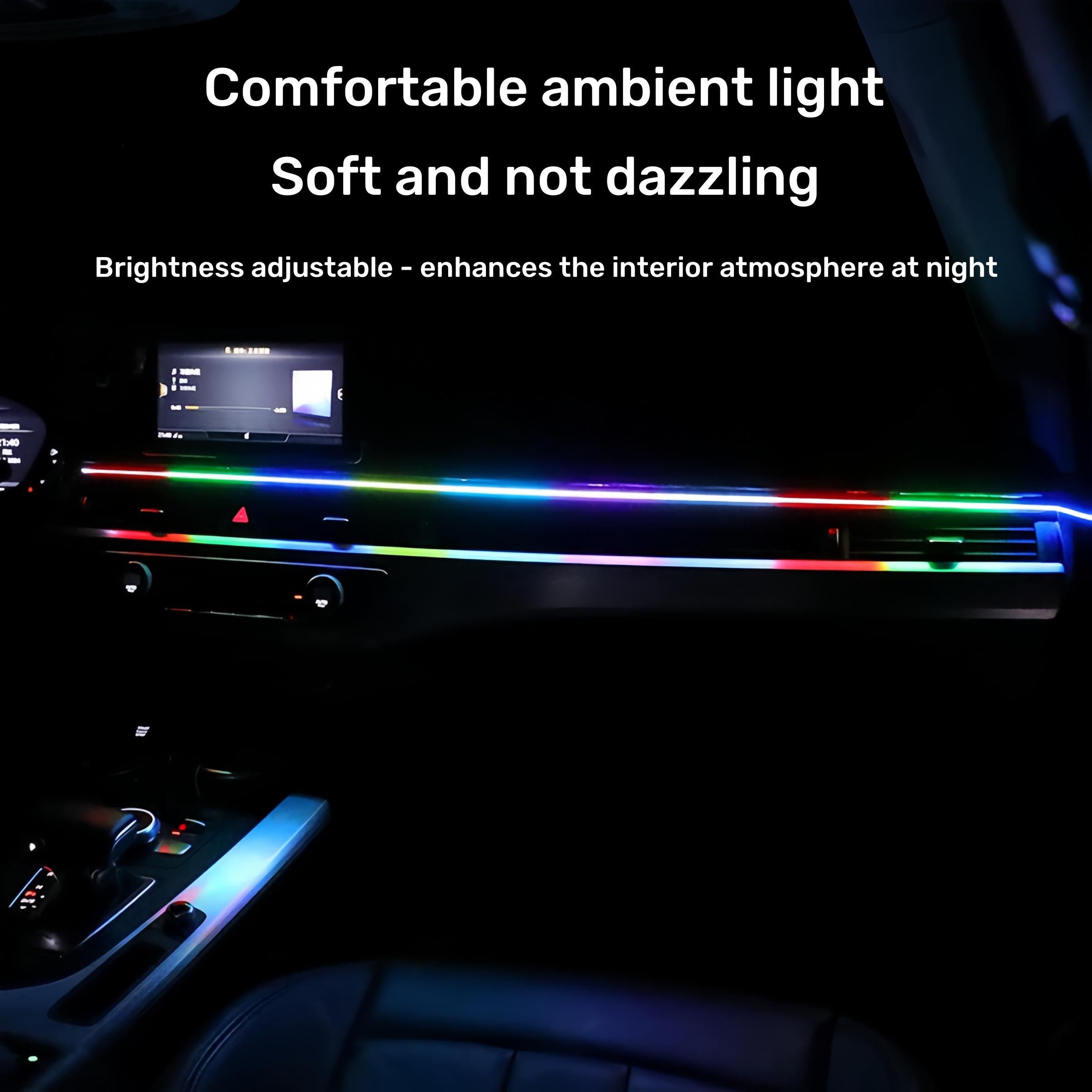Car Center Console Ambient Light, Car Interior LED Lamp, Acrylic Dashboard Atmosphere Light, USB Wired Flowing Light, Car Ambient Lighting, Interior Car Lights