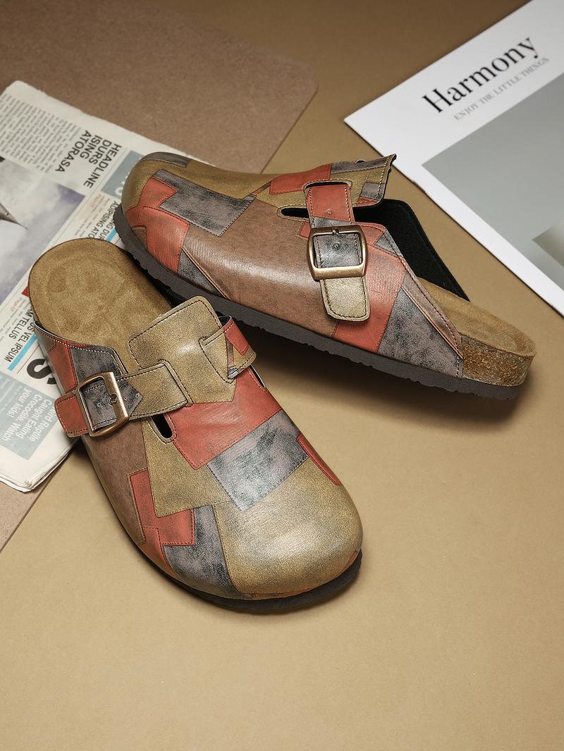 Unisex Birk Sandals, Comfortable Patchwork Design, Bohemian Style, Durable Daily Wear, All-Season Shoes, Casual Outdoor & Home Use, Flat Buckle Clogs